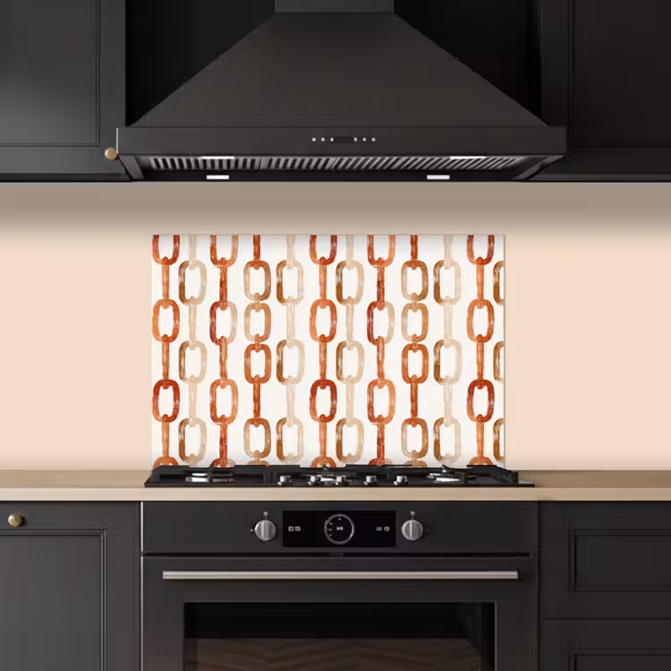 Kitchen splashback for hob - Links - Pattern - Watercolor - Terracotta — 5