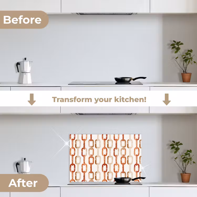 Kitchen splashback for hob - Links - Pattern - Watercolor - Terracotta — 7