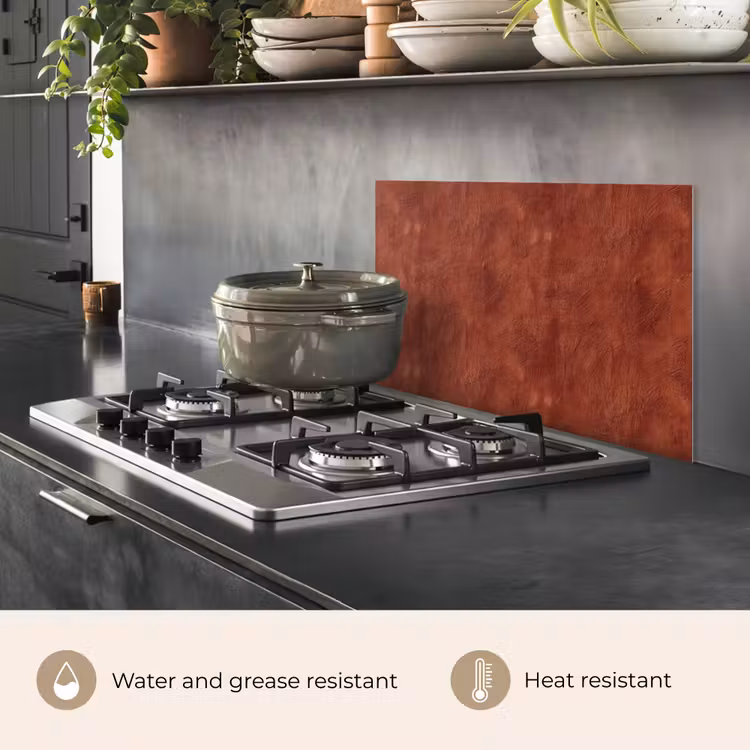 Kitchen splashback for hob - Plasterwork - Texture - Terracotta — 2