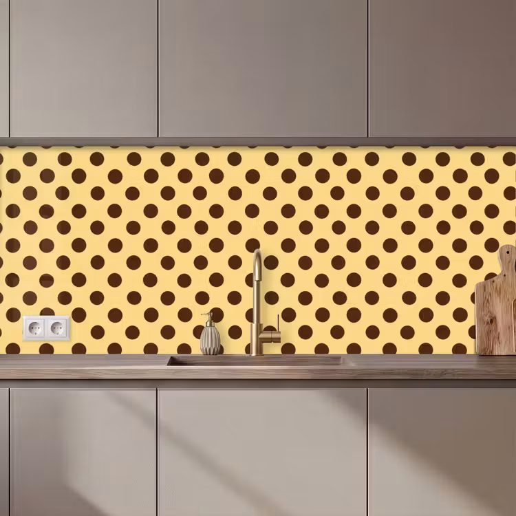 Kitchen splashback - Polka Dot - Dots - Retro - Yellow - Brown — 1
