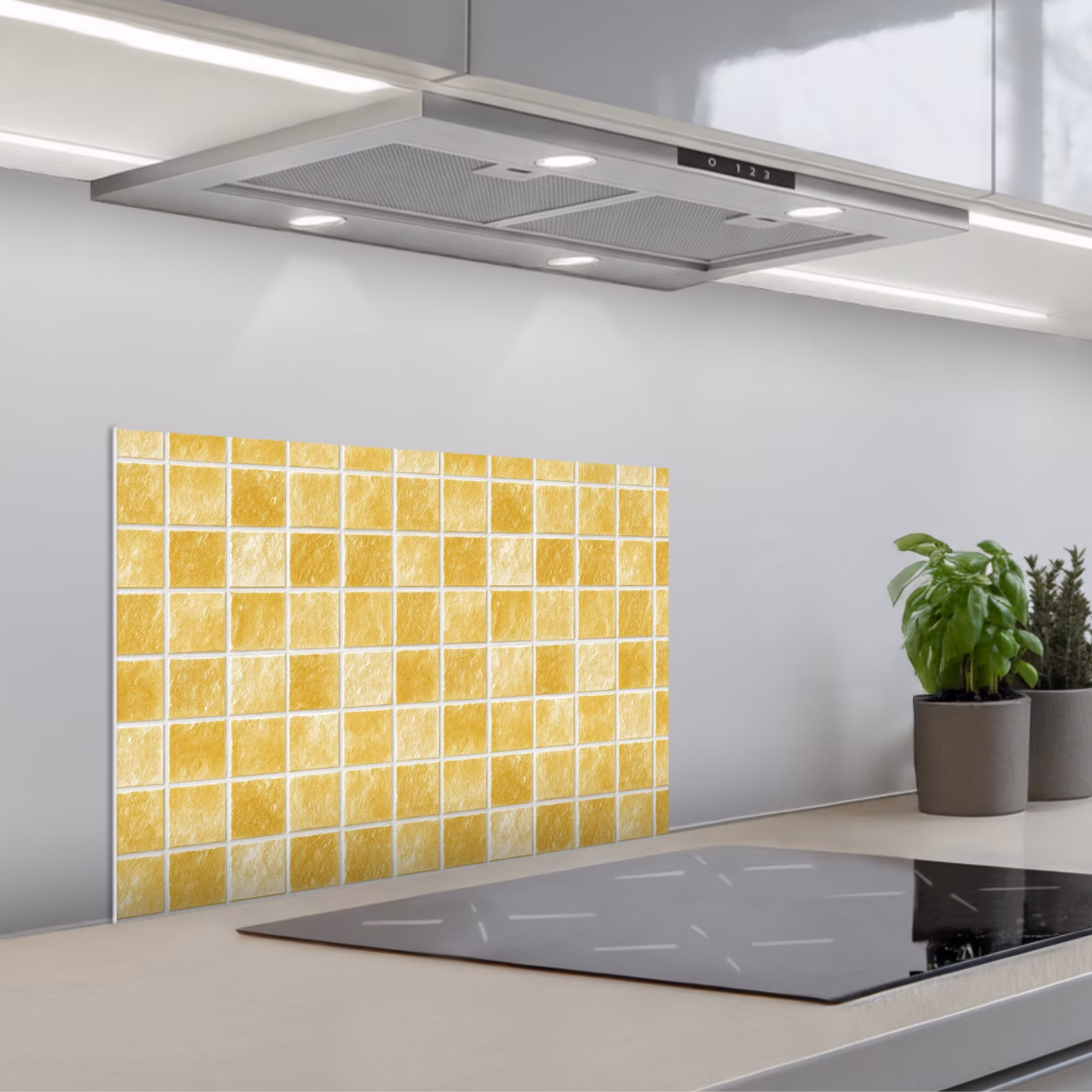 Kitchen splashback for hob - Tiles - Mosaic - Texture - Golden Yellow — 1