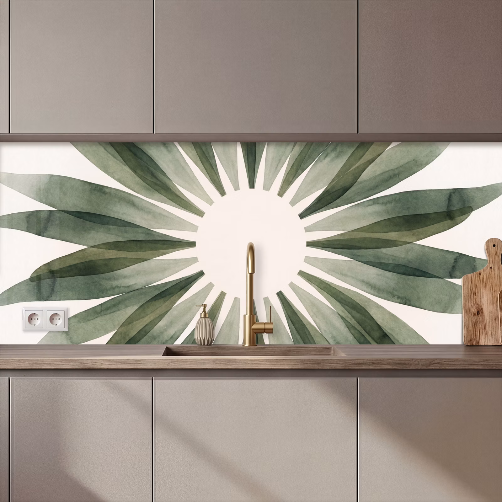 Kitchen splashback - Plants - Abstract - Watercolor - Green - Nature — 1
