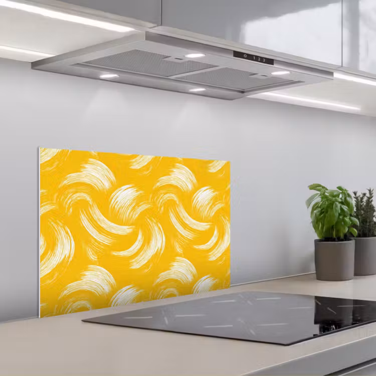 Kitchen splashback for hob - Paint Strokes - Abstract - Dynamic - Yellow — 1