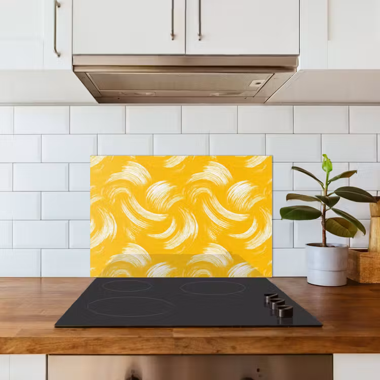 Kitchen splashback for hob - Paint Strokes - Abstract - Dynamic - Yellow — 3