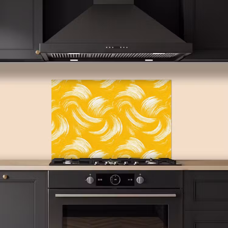 Kitchen splashback for hob - Paint Strokes - Abstract - Dynamic - Yellow — 5