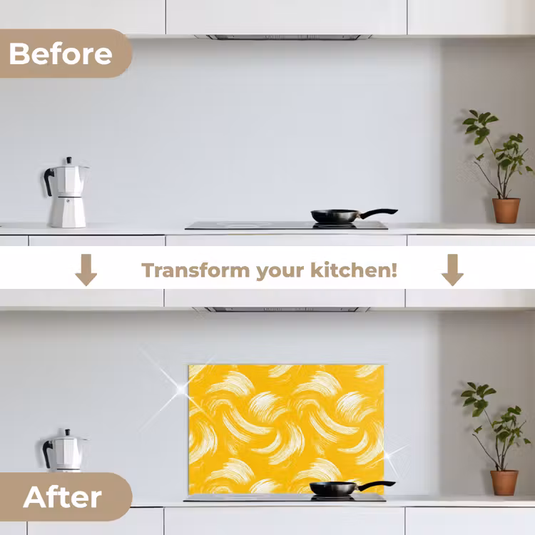 Kitchen splashback for hob - Paint Strokes - Abstract - Dynamic - Yellow — 7
