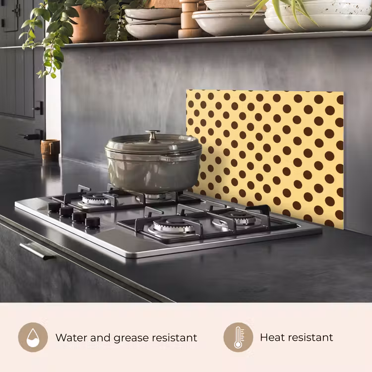Kitchen splashback for hob - Polka Dot - Dots - Retro - Yellow - Brown — 2