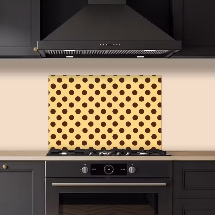 Kitchen splashback for hob - Polka Dot - Dots - Retro - Yellow - Brown — 5