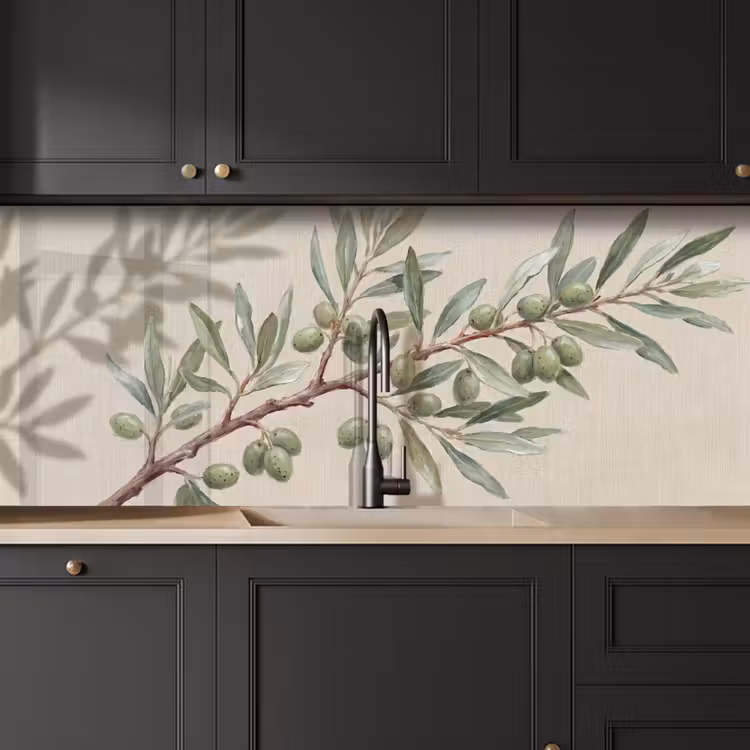 Kitchen splashback - Olive Branch - Leaves - Nature - Green - Beige — 6