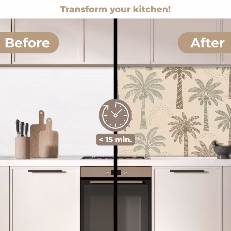 Kitchen splashback - Palm Trees - Pattern - Tropical - Beige — 3