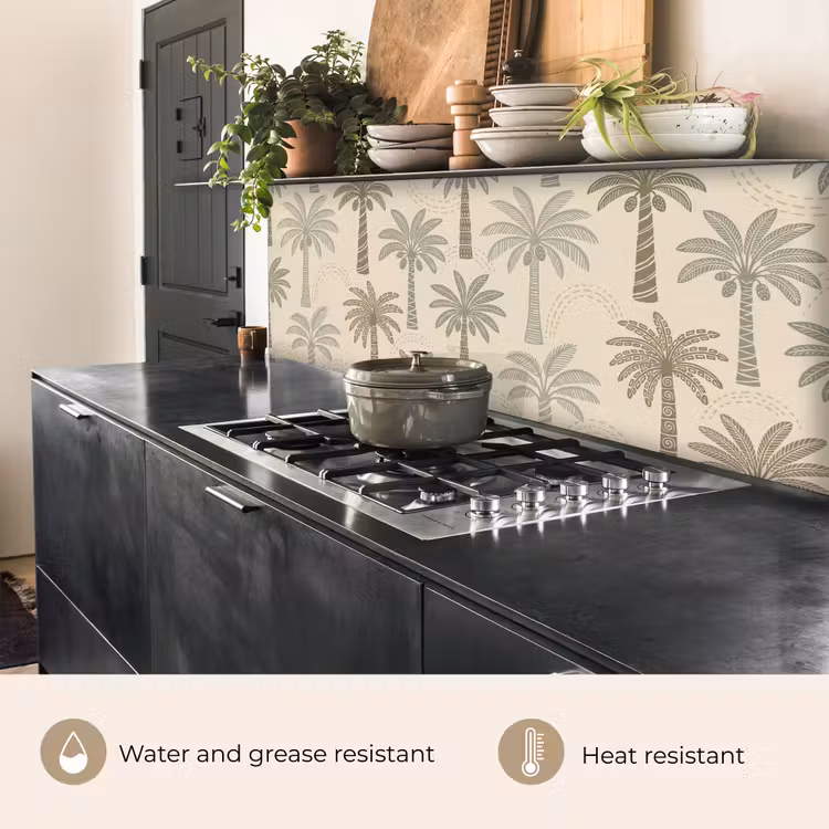 Kitchen splashback - Palm Trees - Pattern - Tropical - Beige — 5
