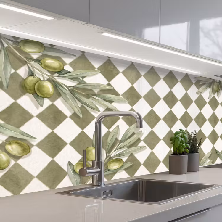 Kitchen splashback - Plant - Olive Branches - Watercolor - Mediterranean - Green — 2