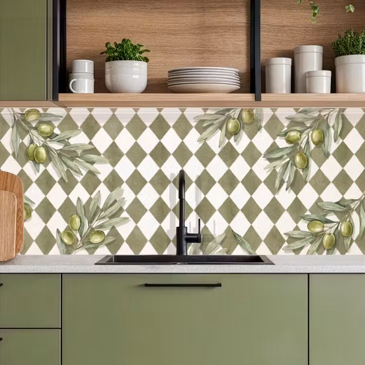 Kitchen splashback - Plant - Olive Branches - Watercolor - Mediterranean - Green — 8