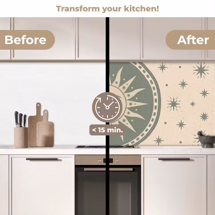 Kitchen splashback - Sun - Stars - Astrology - Vintage - Green — 3