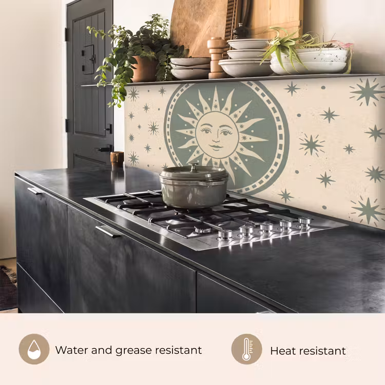 Kitchen splashback - Sun - Stars - Astrology - Vintage - Green — 5