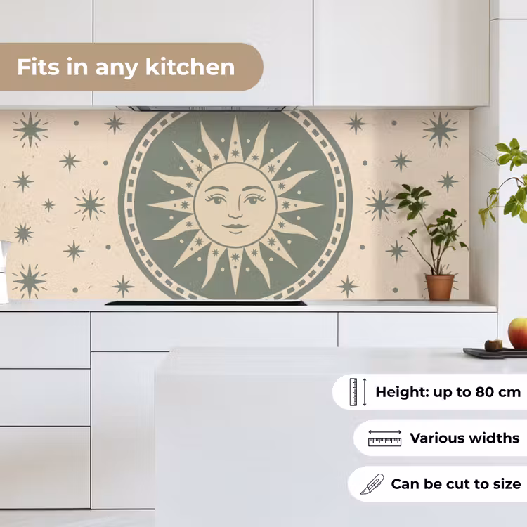 Kitchen splashback - Sun - Stars - Astrology - Vintage - Green — 7