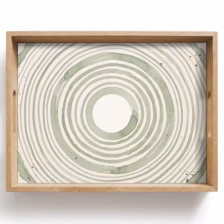 Tray - Abstraction - Circles - Watercolor - Green - Modern — 1