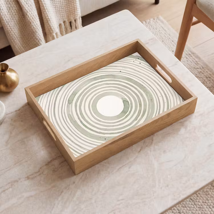 Tray - Abstraction - Circles - Watercolor - Green - Modern — 2