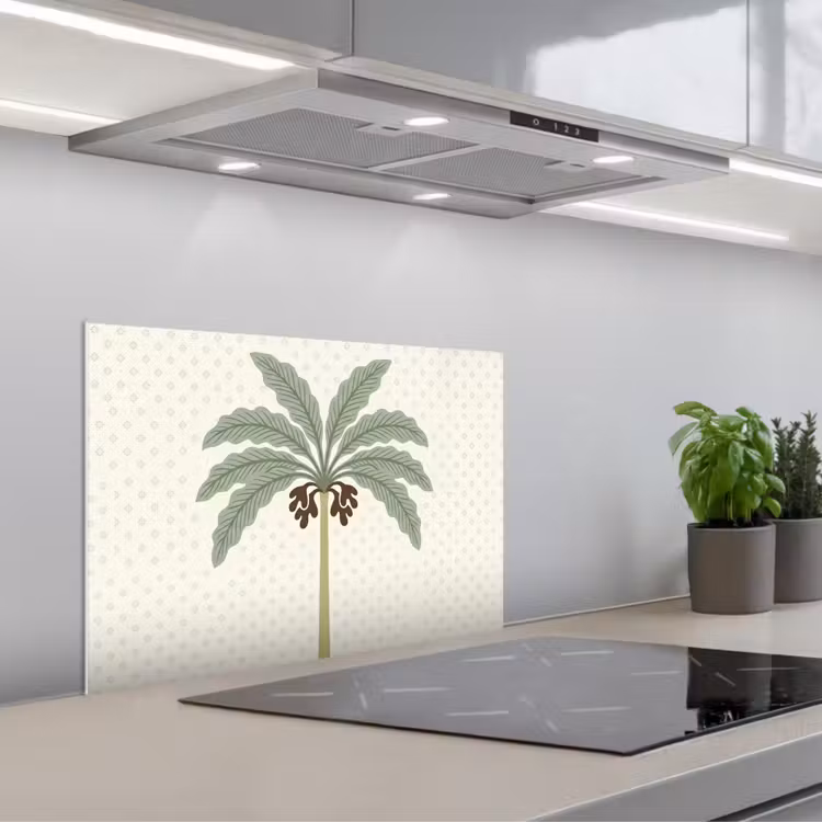 Kitchen splashback for hob - Tree - Leaves - Green - Decorative - Beige — 1