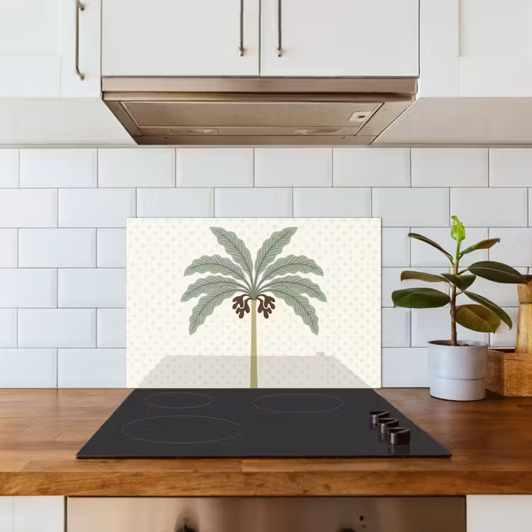 Kitchen splashback for hob - Tree - Leaves - Green - Decorative - Beige — 3