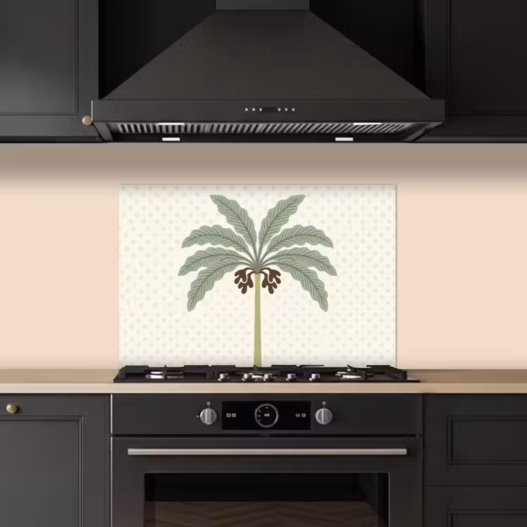 Kitchen splashback for hob - Tree - Leaves - Green - Decorative - Beige — 5