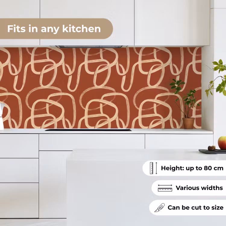 Kitchen splashback - Lines - Abstract - Organic - Terracotta - Cream — 7