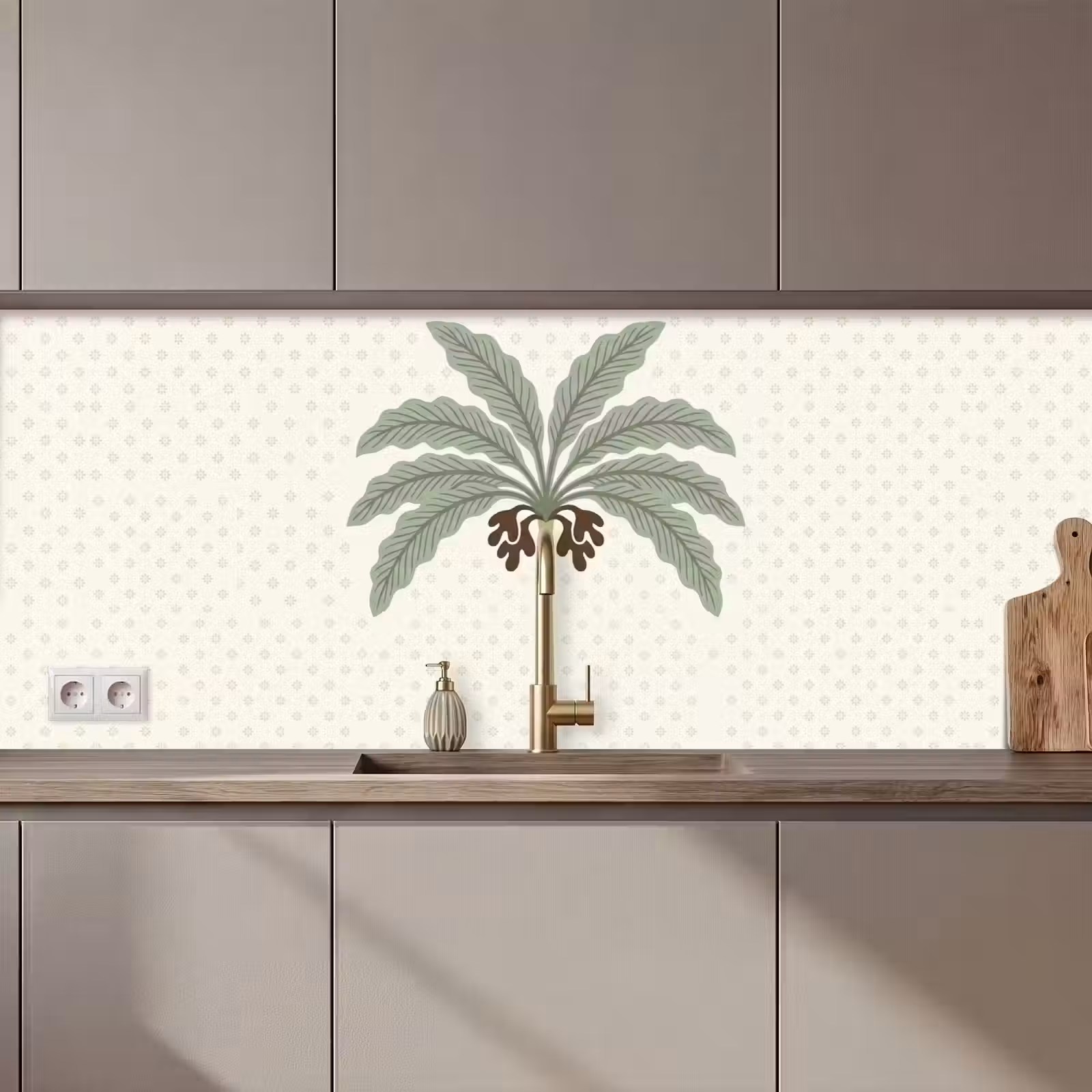 Kitchen splashback - Tree - Leaves - Green - Decorative - Beige — 1