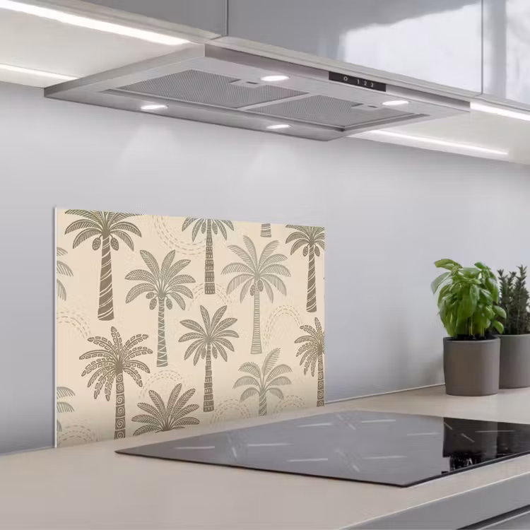 Kitchen splashback for hob - Palm Trees - Pattern - Tropical - Beige — 1