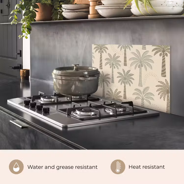 Kitchen splashback for hob - Palm Trees - Pattern - Tropical - Beige — 2