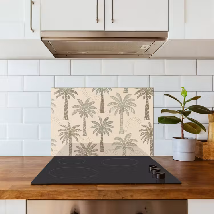 Kitchen splashback for hob - Palm Trees - Pattern - Tropical - Beige — 3