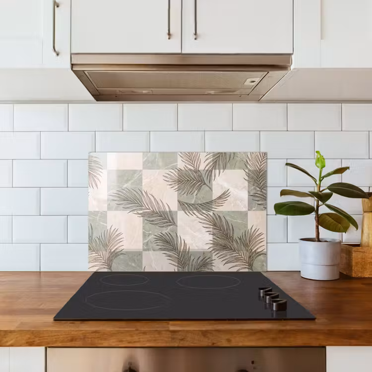 Kitchen splashback for hob - Plants - Leaves - Marble - Modern - Green — 3