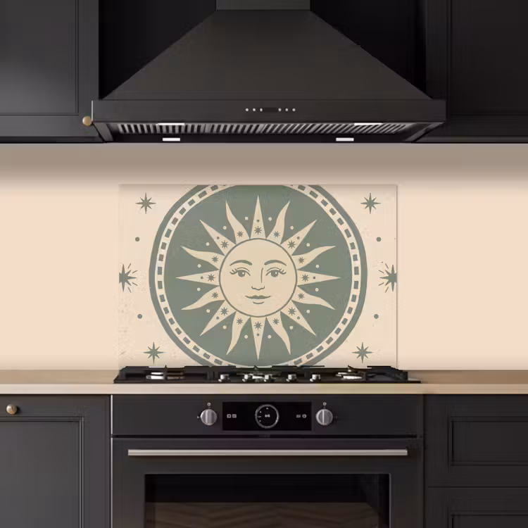 Kitchen splashback for hob - Sun - Stars - Astrology - Vintage - Green — 5
