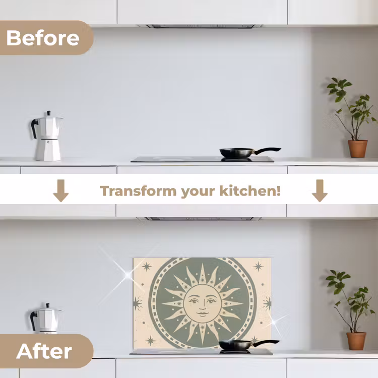Kitchen splashback for hob - Sun - Stars - Astrology - Vintage - Green — 7