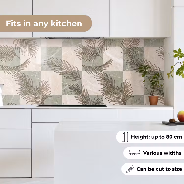 Kitchen splashback - Plants - Leaves - Marble - Modern - Green — 7