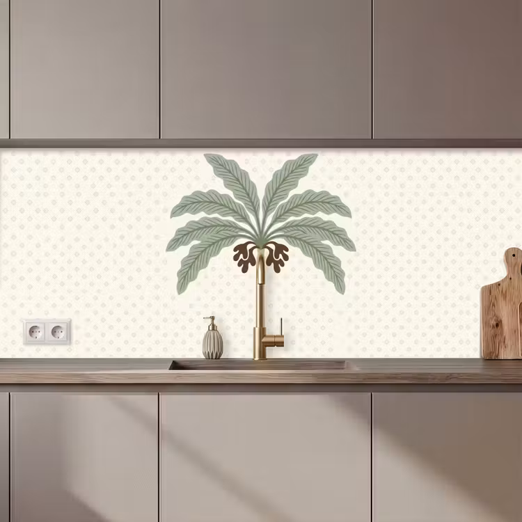 Kitchen splashback - Tree - Leaves - Green - Decorative - Beige — 1