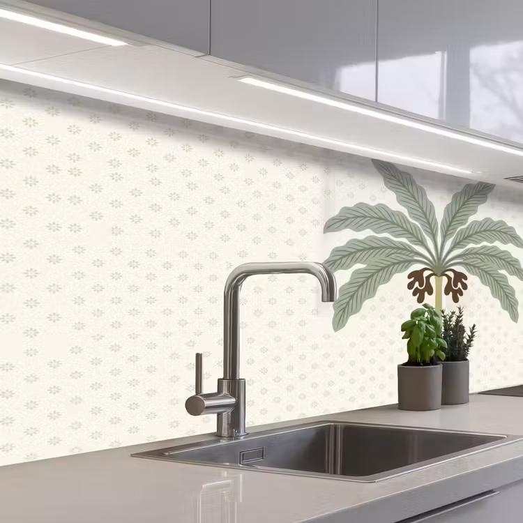 Kitchen splashback - Tree - Leaves - Green - Decorative - Beige — 2