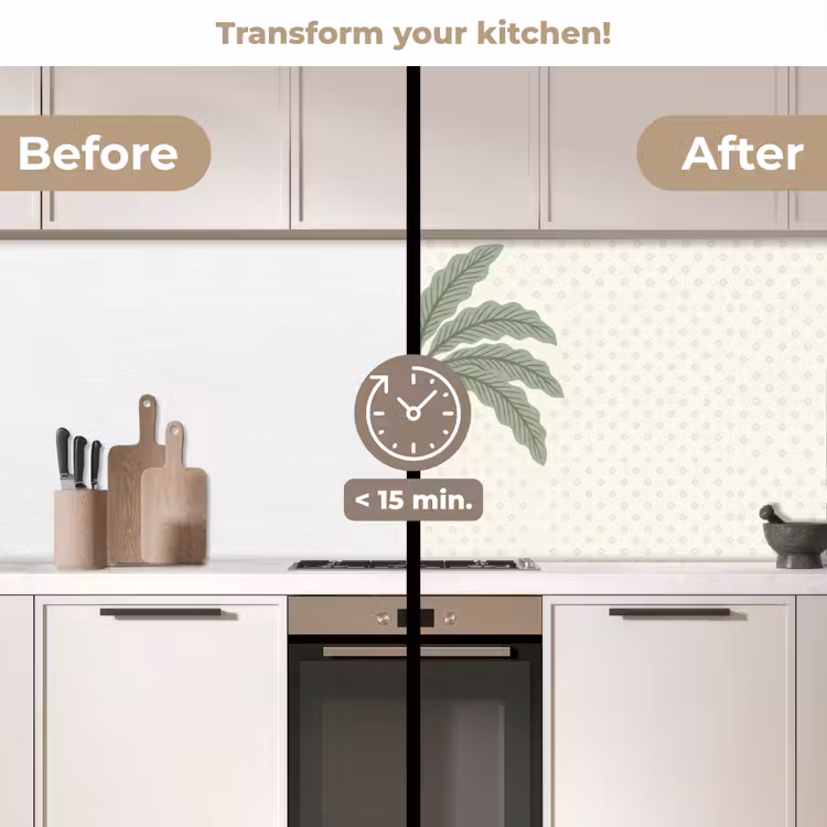 Kitchen splashback - Tree - Leaves - Green - Decorative - Beige — 3