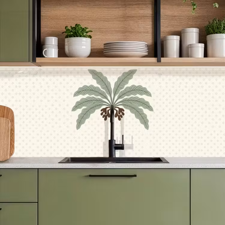 Kitchen splashback - Tree - Leaves - Green - Decorative - Beige — 8