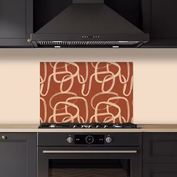 Kitchen splashback for hob - Lines - Abstract - Organic - Terracotta - Cream — 5