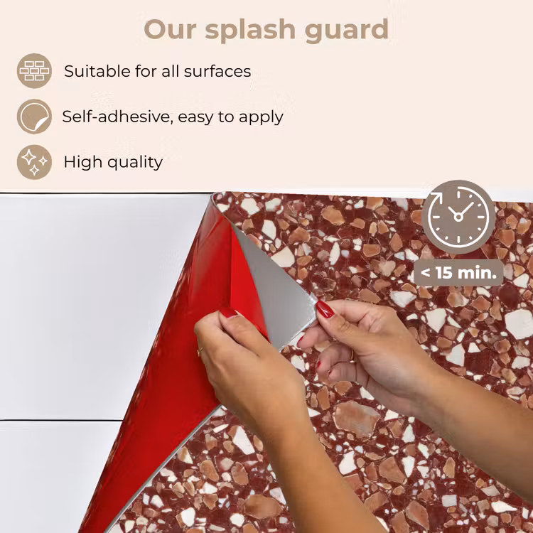 Kitchen splashback for hob - Terrazzo - Pattern - Stone Texture - Red-Brown — 4
