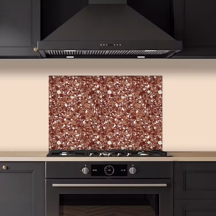 Kitchen splashback for hob - Terrazzo - Pattern - Stone Texture - Red-Brown — 5