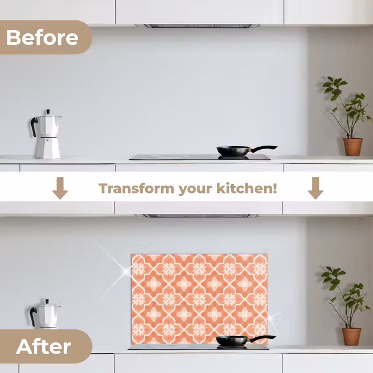 Kitchen splashback for hob - Tile Pattern - Arabesque - Vintage - Terracotta — 7