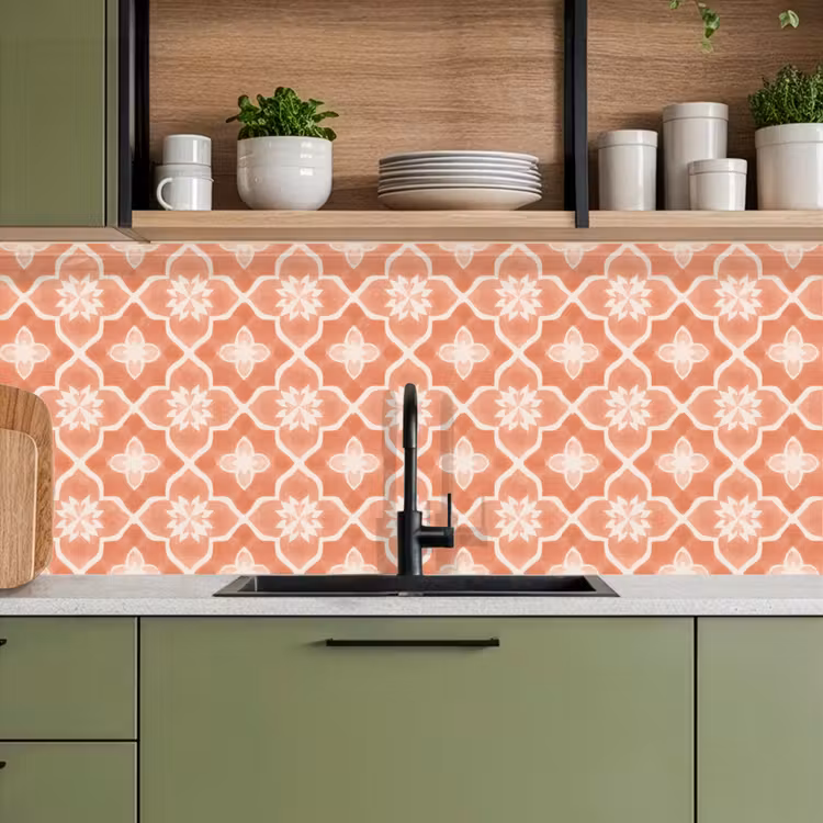 Kitchen splashback - Tile Pattern - Arabesque - Vintage - Terracotta — 8
