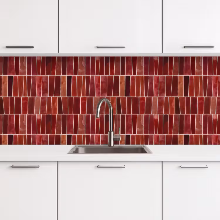 Kitchen splashback - Tiles - Modern - Textured - Deep Red — 4