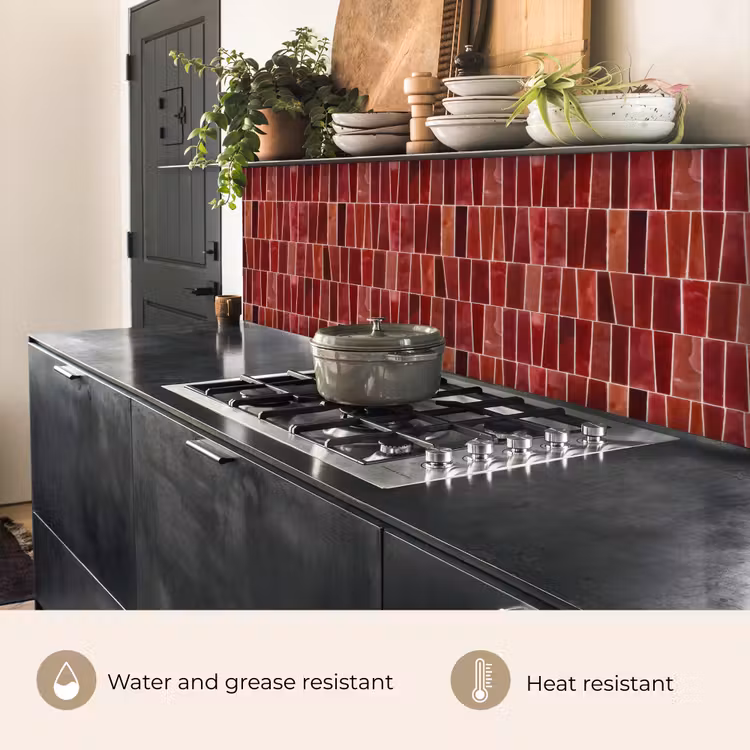 Kitchen splashback - Tiles - Modern - Textured - Deep Red — 5