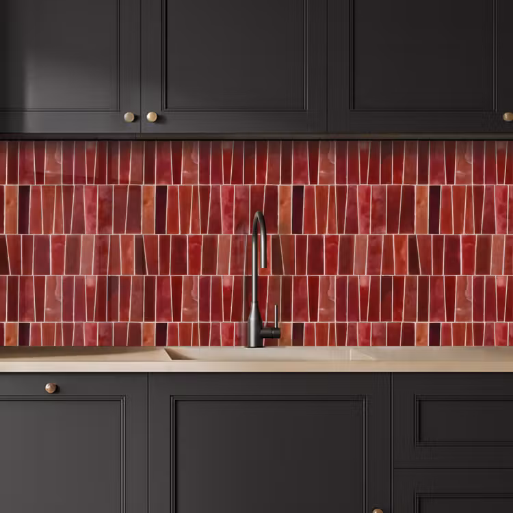 Kitchen splashback - Tiles - Modern - Textured - Deep Red — 6