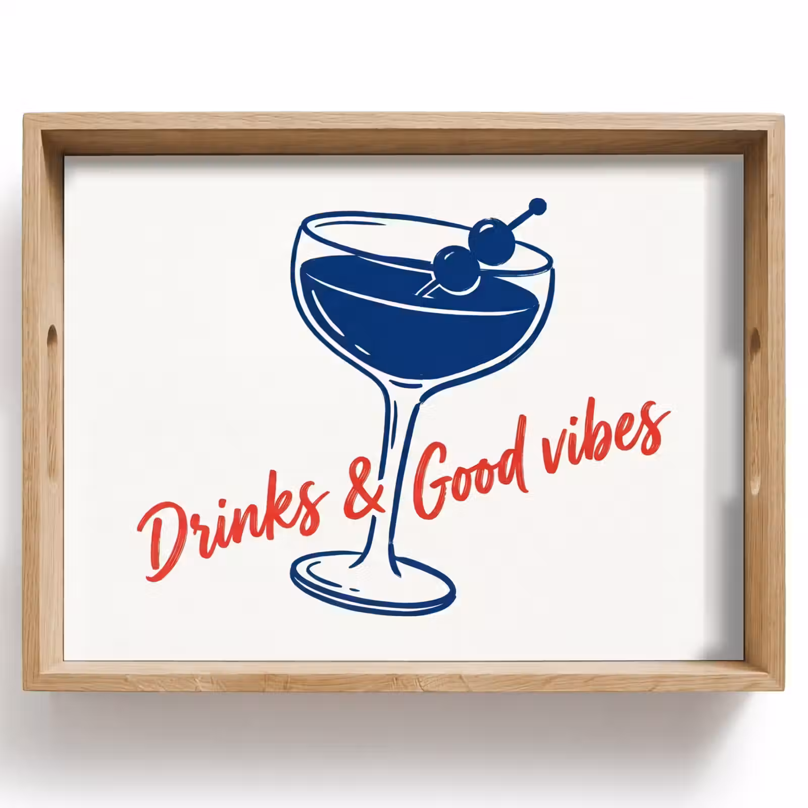 Tray - Cocktail - Glass - Illustration - Blue - White — 1