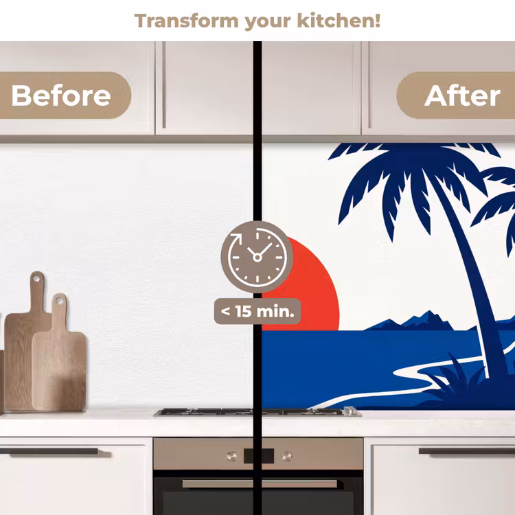 Kitchen splashback - Sunset - Sea - Palm Tree - Tropical - Modern — 2