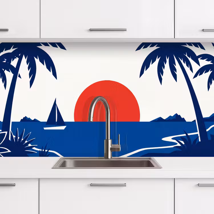 Kitchen splashback - Sunset - Sea - Palm Tree - Tropical - Modern — 3