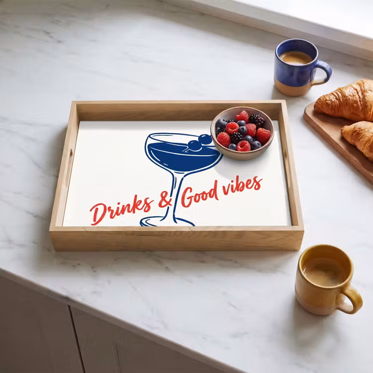 Tray - Cocktail - Glass - Illustration - Blue - White — 3